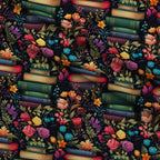 Blooming Library Pattern 9 Fleece Fabric — fleece fabric folded close-up preview (mv-fleece-v1:lying)
