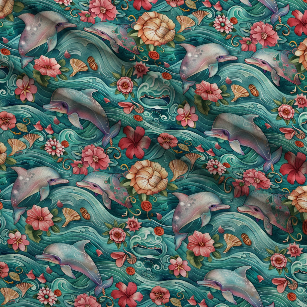 Blooming Tides Pattern 1 Fleece Fabric — fleece fabric folded close-up preview (mv-fleece-v1:lying)
