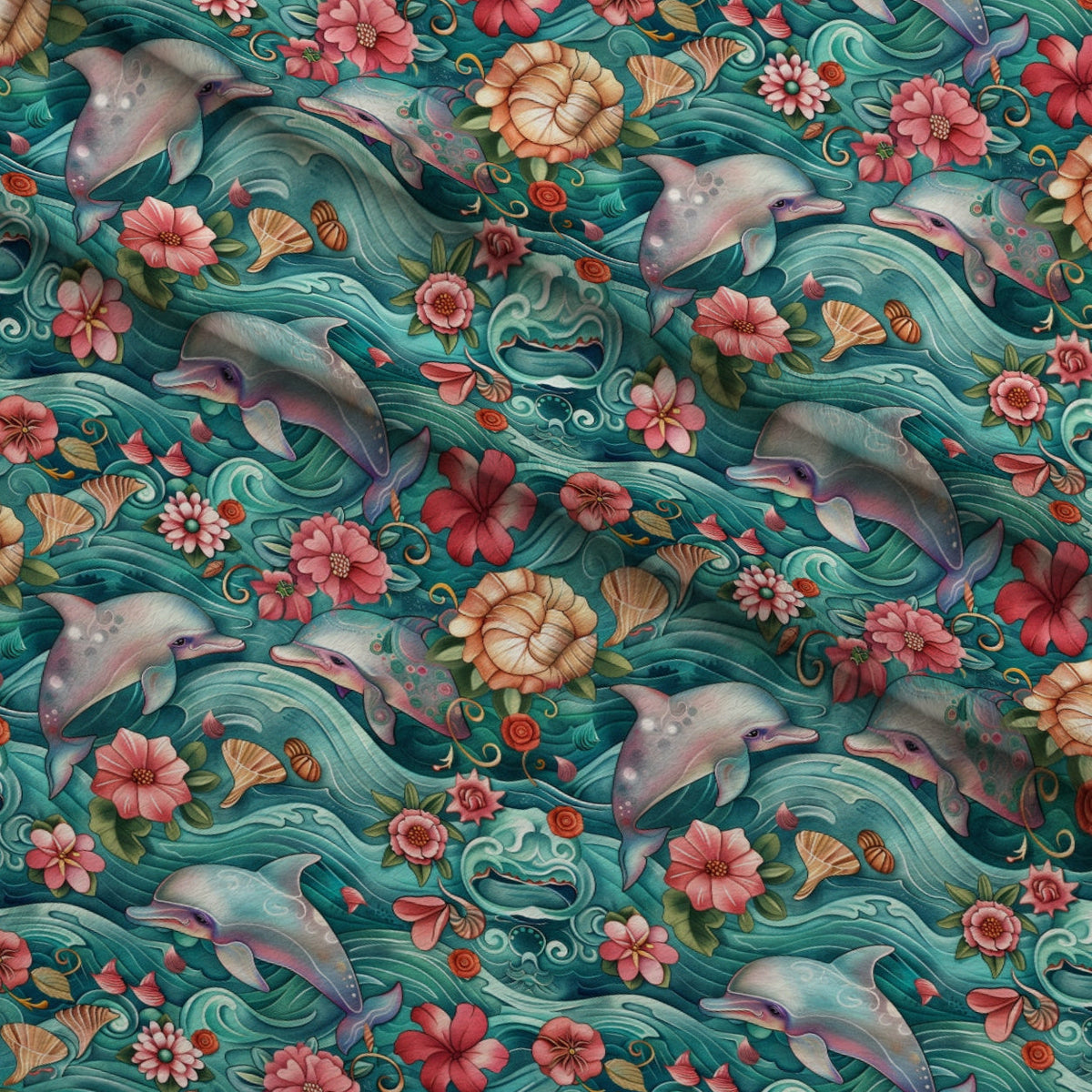 Blooming Tides Pattern 1 Fleece Fabric — fleece fabric folded close-up preview (mv-fleece-v1:lying)