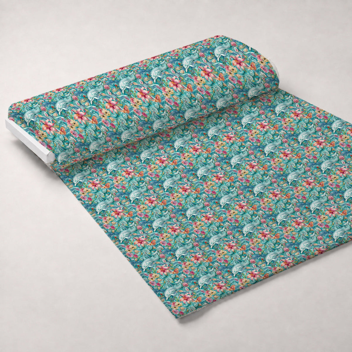 Blooming Tides Pattern 10 Fleece Fabric — fleece fabric unrolled bolt preview (mv-fleece-v1:bolt)