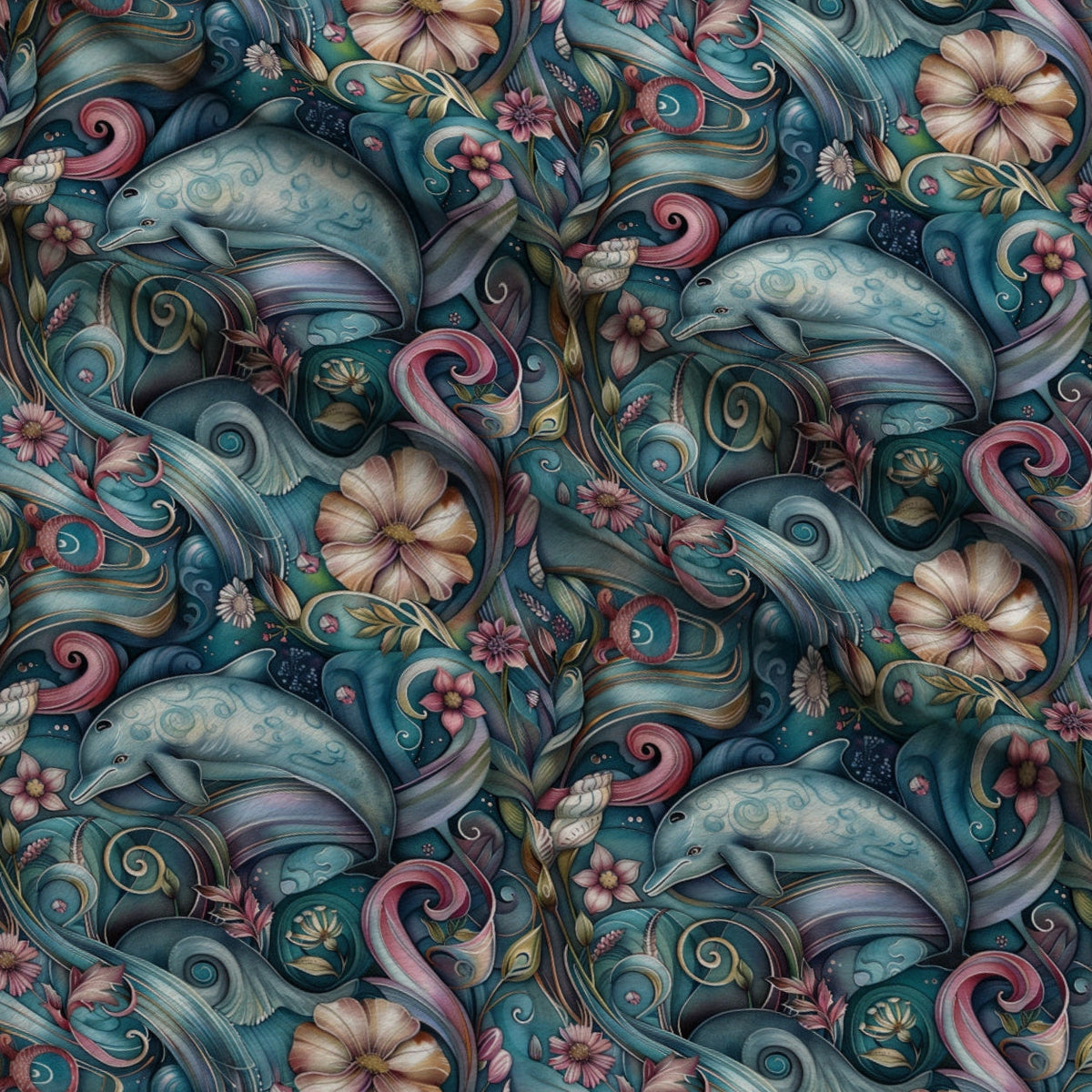 Blooming Tides Pattern 12 Fleece Fabric — fleece fabric folded close-up preview (mv-fleece-v1:lying)