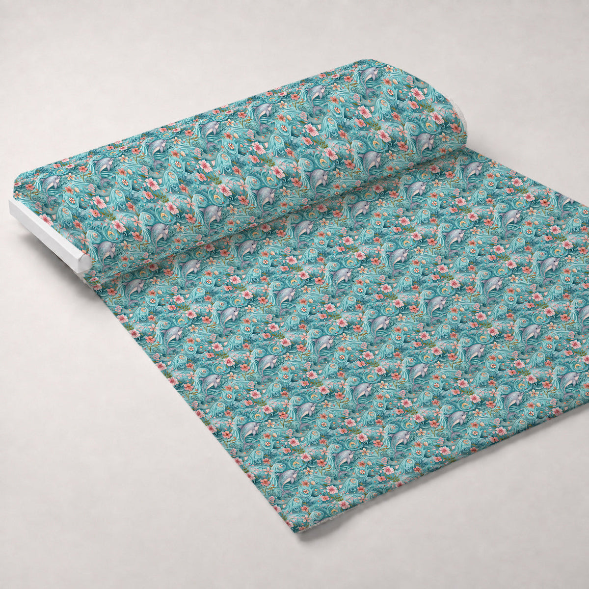 Blooming Tides Pattern 2 Fleece Fabric — fleece fabric unrolled bolt preview (mv-fleece-v1:bolt)