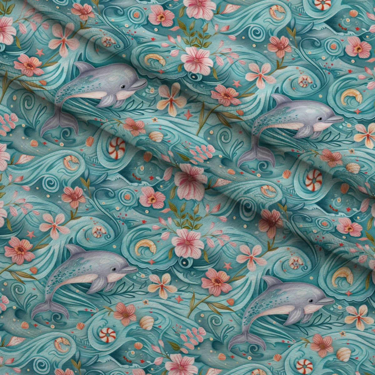 Blooming Tides Pattern 2 Fleece Fabric — fleece fabric folded close-up preview (mv-fleece-v1:lying)