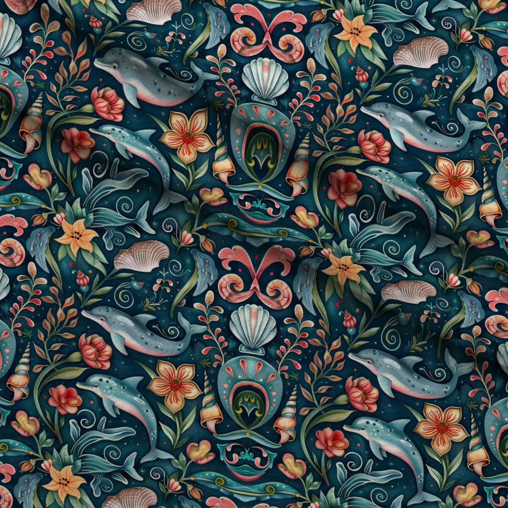 Blooming Tides Pattern 4 Fleece Fabric — fleece fabric folded close-up preview (mv-fleece-v1:lying)