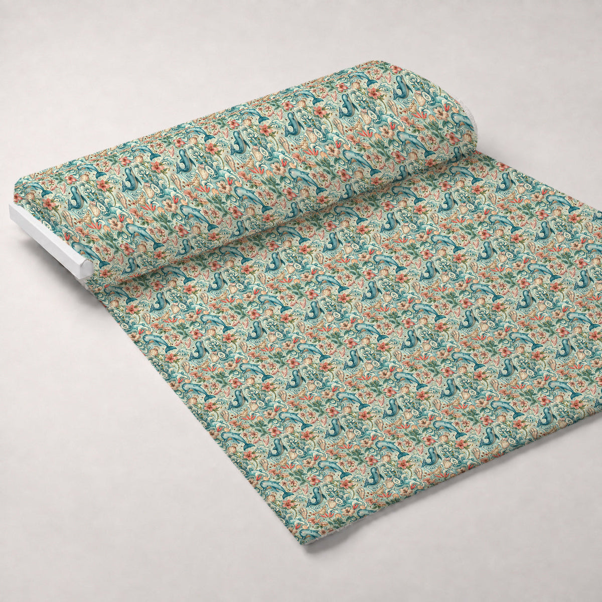 Blooming Tides Pattern 5 Fleece Fabric — fleece fabric unrolled bolt preview (mv-fleece-v1:bolt)
