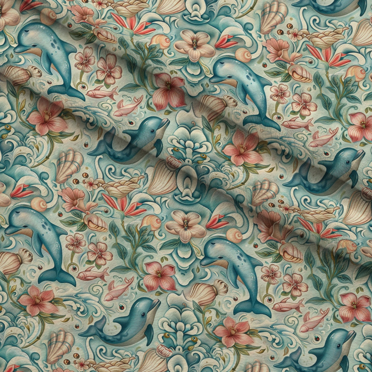Blooming Tides Pattern 5 Fleece Fabric — fleece fabric folded close-up preview (mv-fleece-v1:lying)