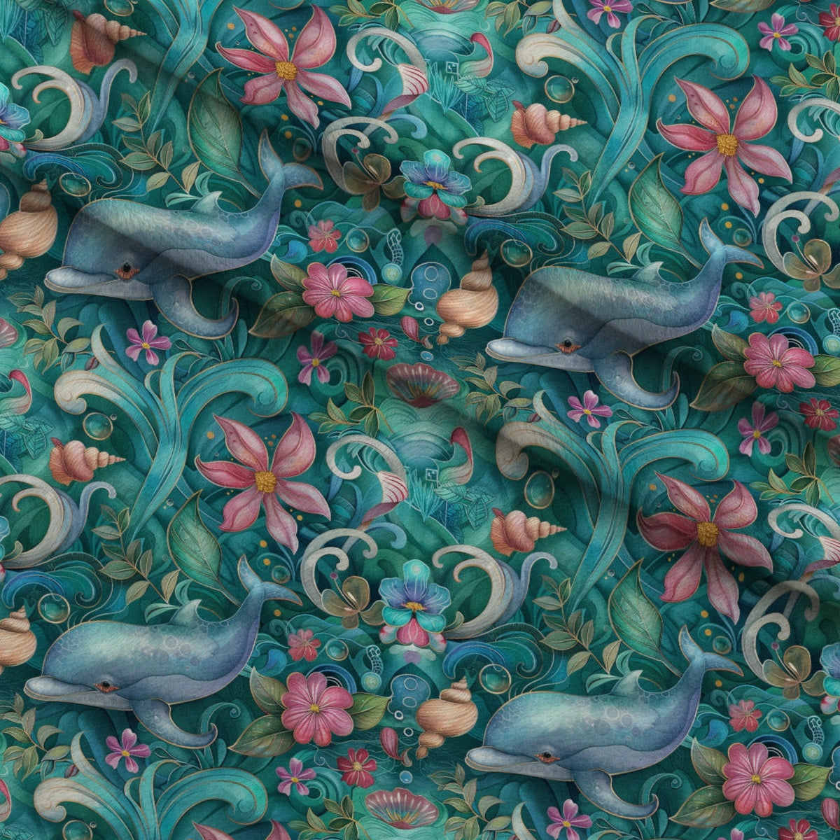 Blooming Tides Pattern 7 Fleece Fabric — fleece fabric folded close-up preview (mv-fleece-v1:lying)