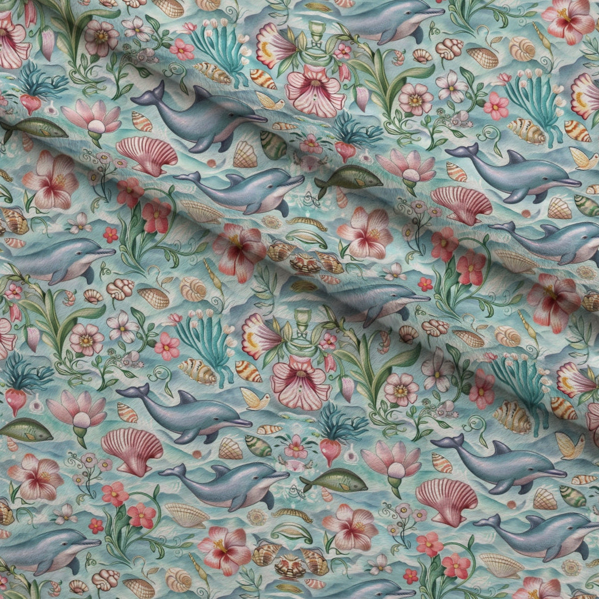Blooming Tides Pattern 9 Fleece Fabric — fleece fabric folded close-up preview (mv-fleece-v1:lying)