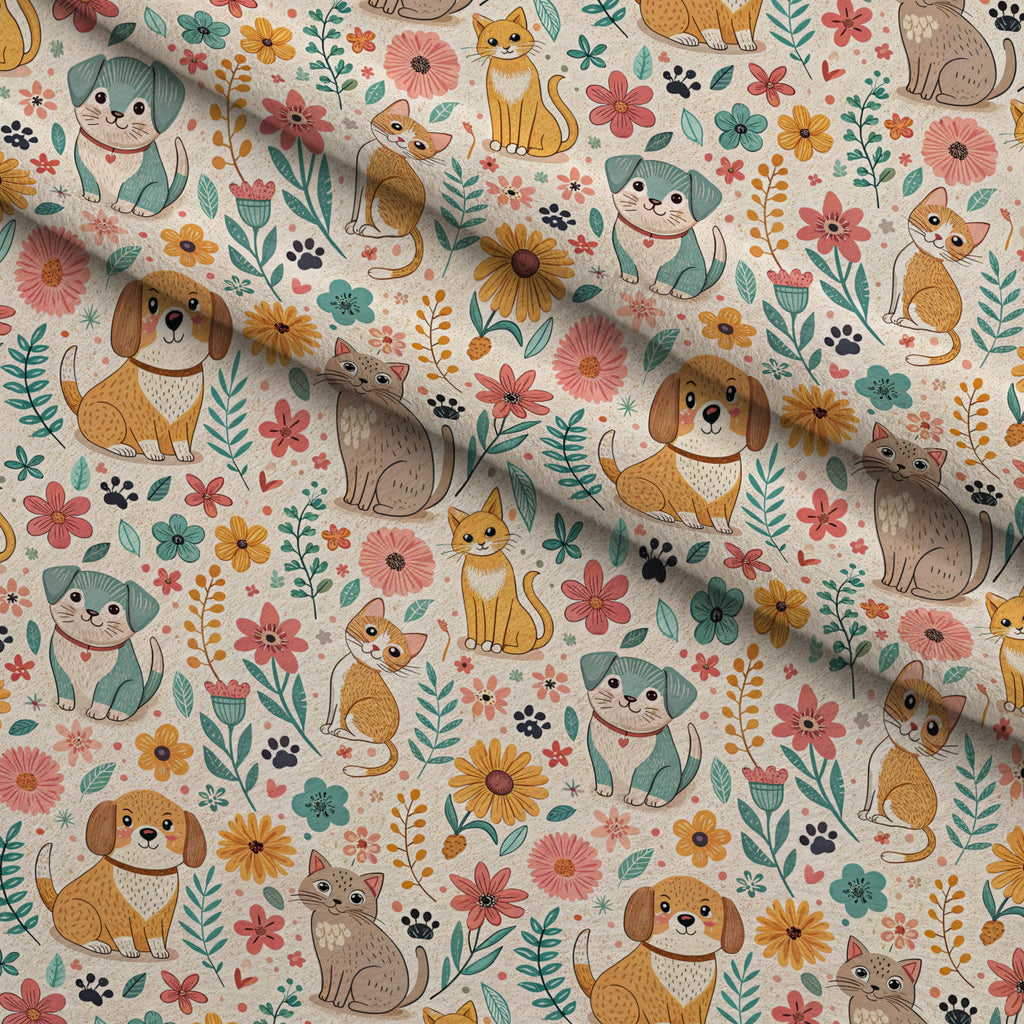 Blossom Buddies Pattern 1 Fleece Fabric — fleece fabric folded close-up preview (mv-fleece-v1:lying)