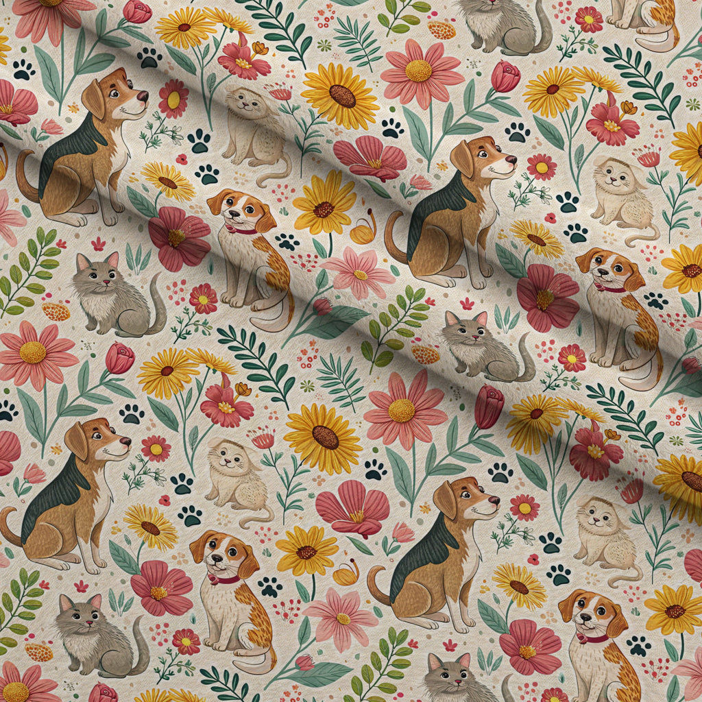 Blossom Buddies Pattern 10 Fleece Fabric — fleece fabric folded close-up preview (mv-fleece-v1:lying)