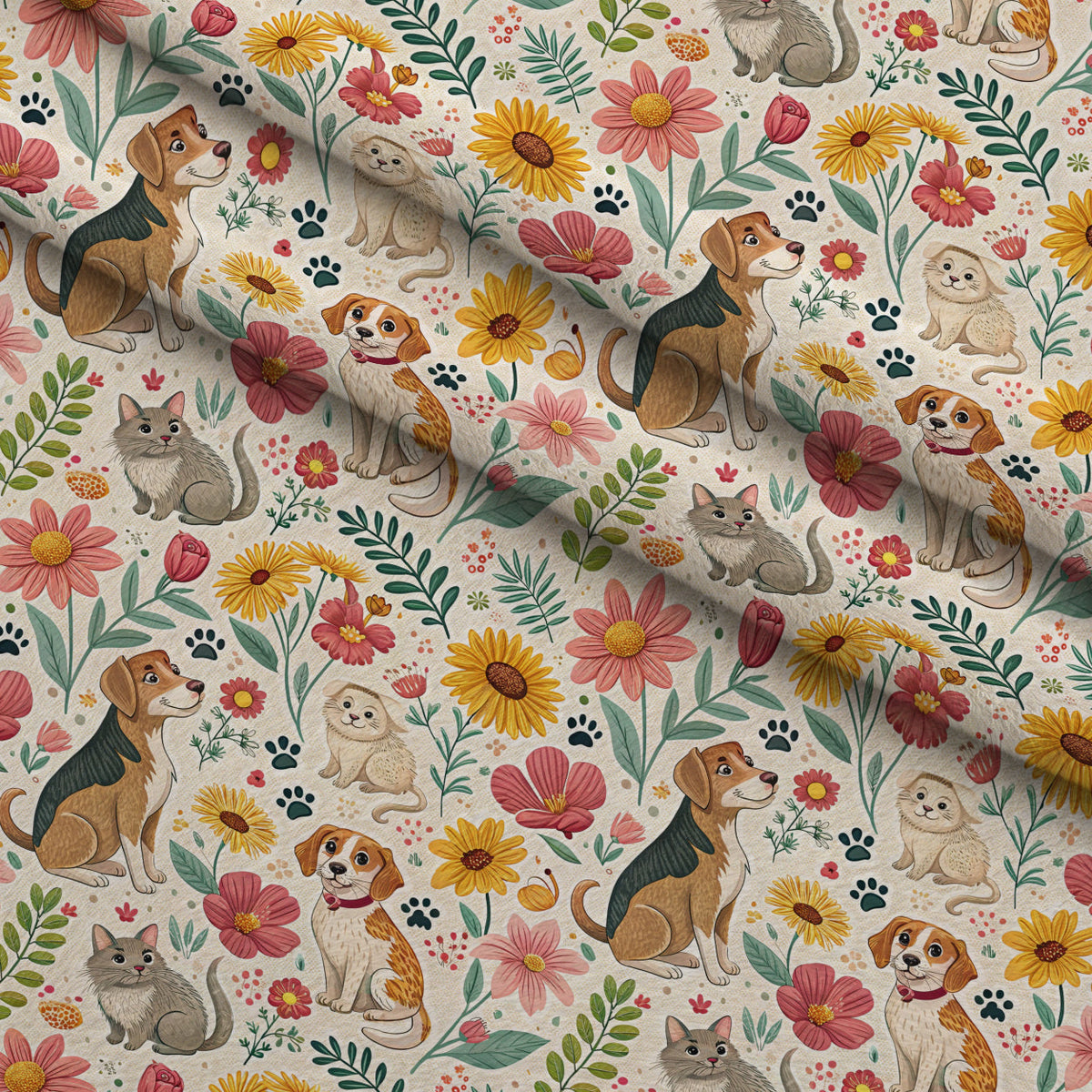 Blossom Buddies Pattern 10 Fleece Fabric — fleece fabric folded close-up preview (mv-fleece-v1:lying)