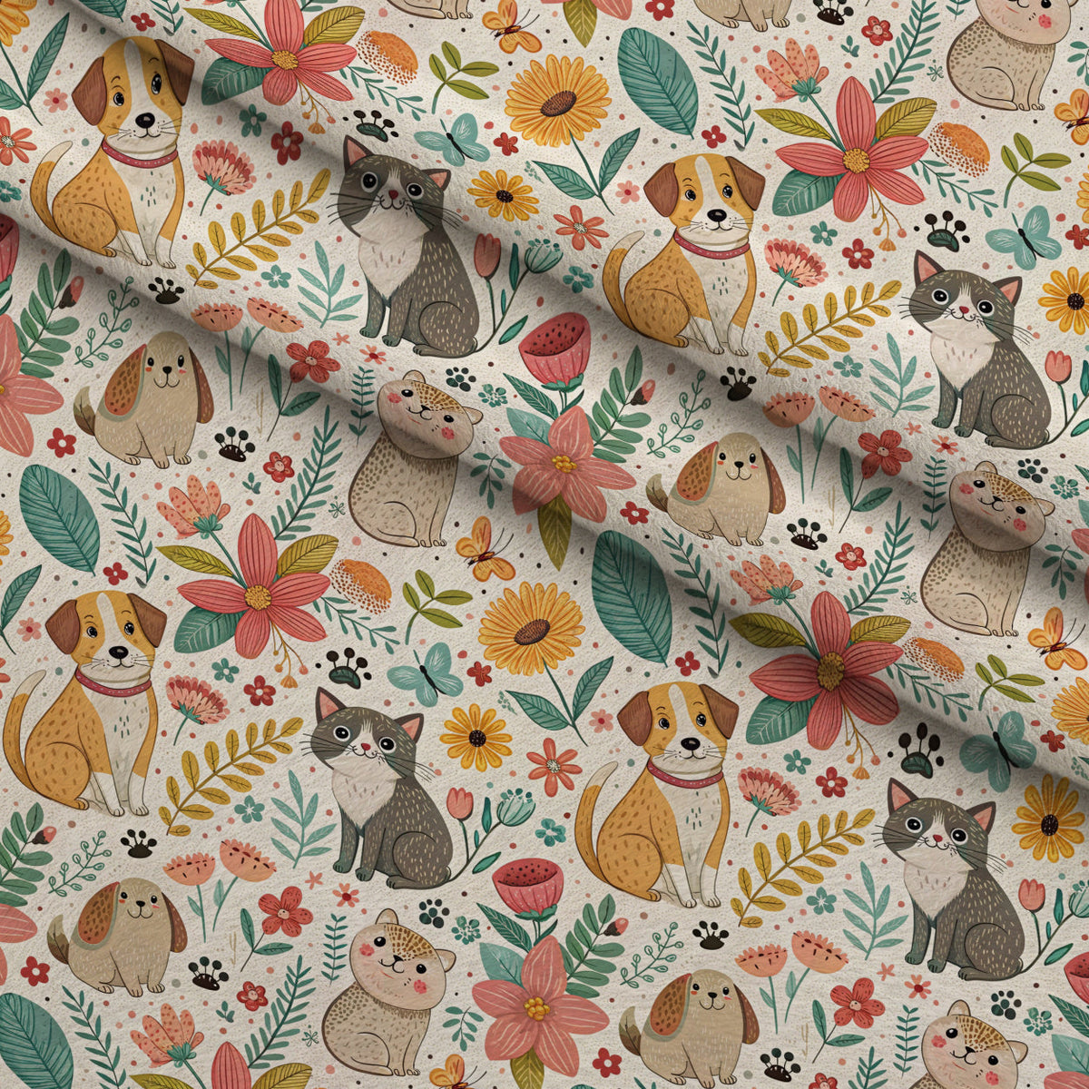 Blossom Buddies Pattern 2 Fleece Fabric — fleece fabric folded close-up preview (mv-fleece-v1:lying)