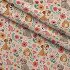 Blossom Buddies Pattern 7 Fleece Fabric — fleece fabric folded close-up preview (mv-fleece-v1:lying)