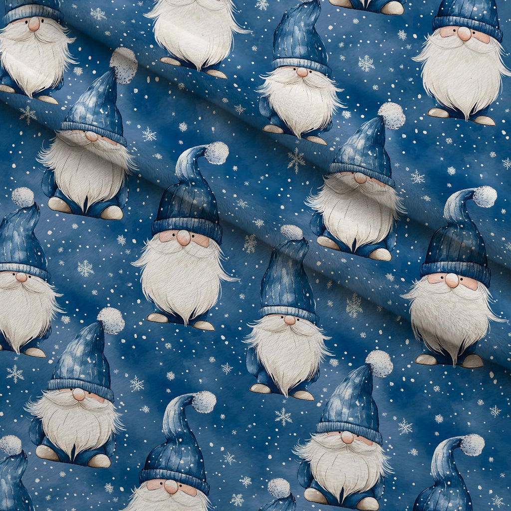 Blue Winter Gnomes Fleece Fabric — fleece fabric folded close-up preview (mv-fleece-v1:lying)