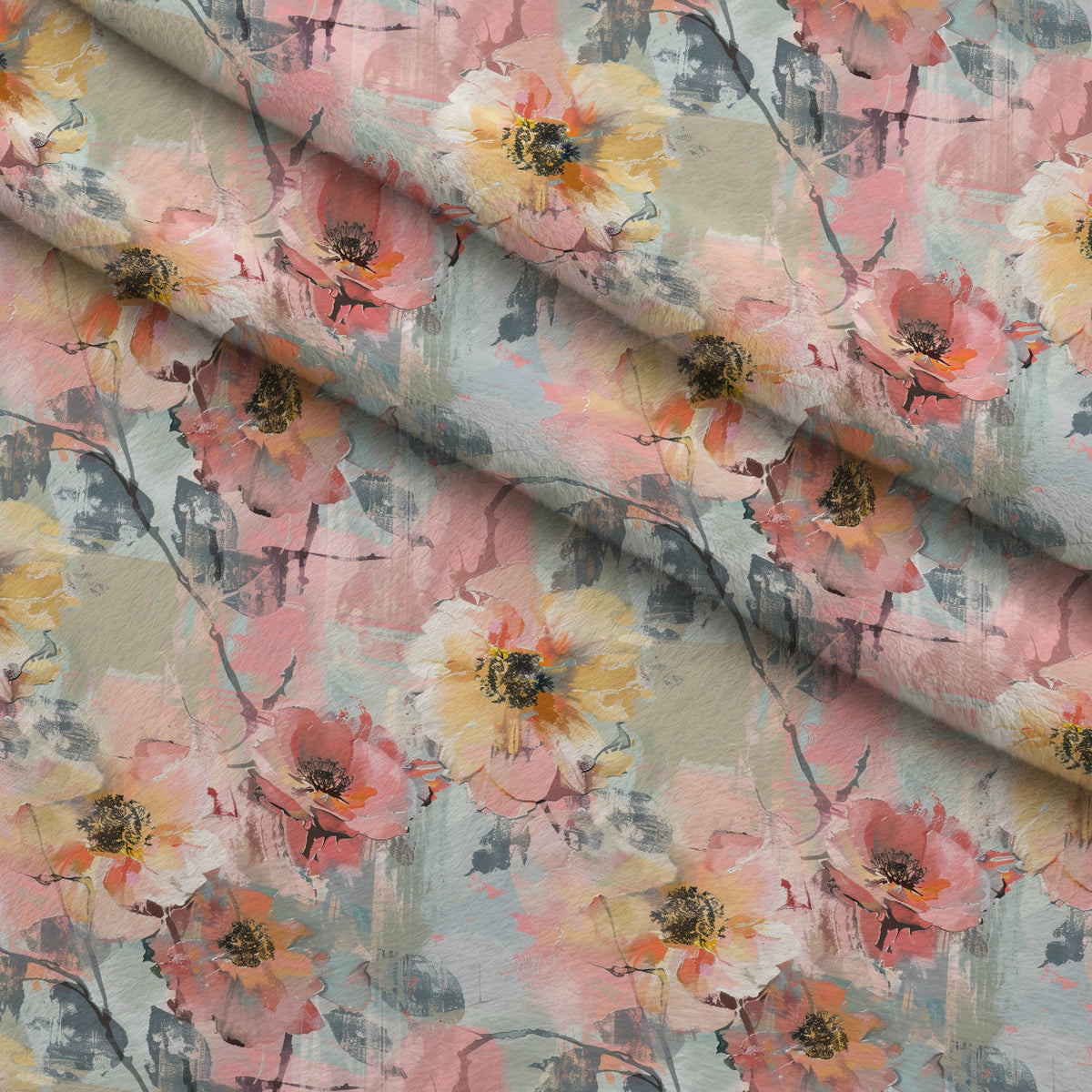 Blush Blooms Pattern 1 Fleece Fabric — fleece fabric folded close-up preview (mv-fleece-v1:lying)
