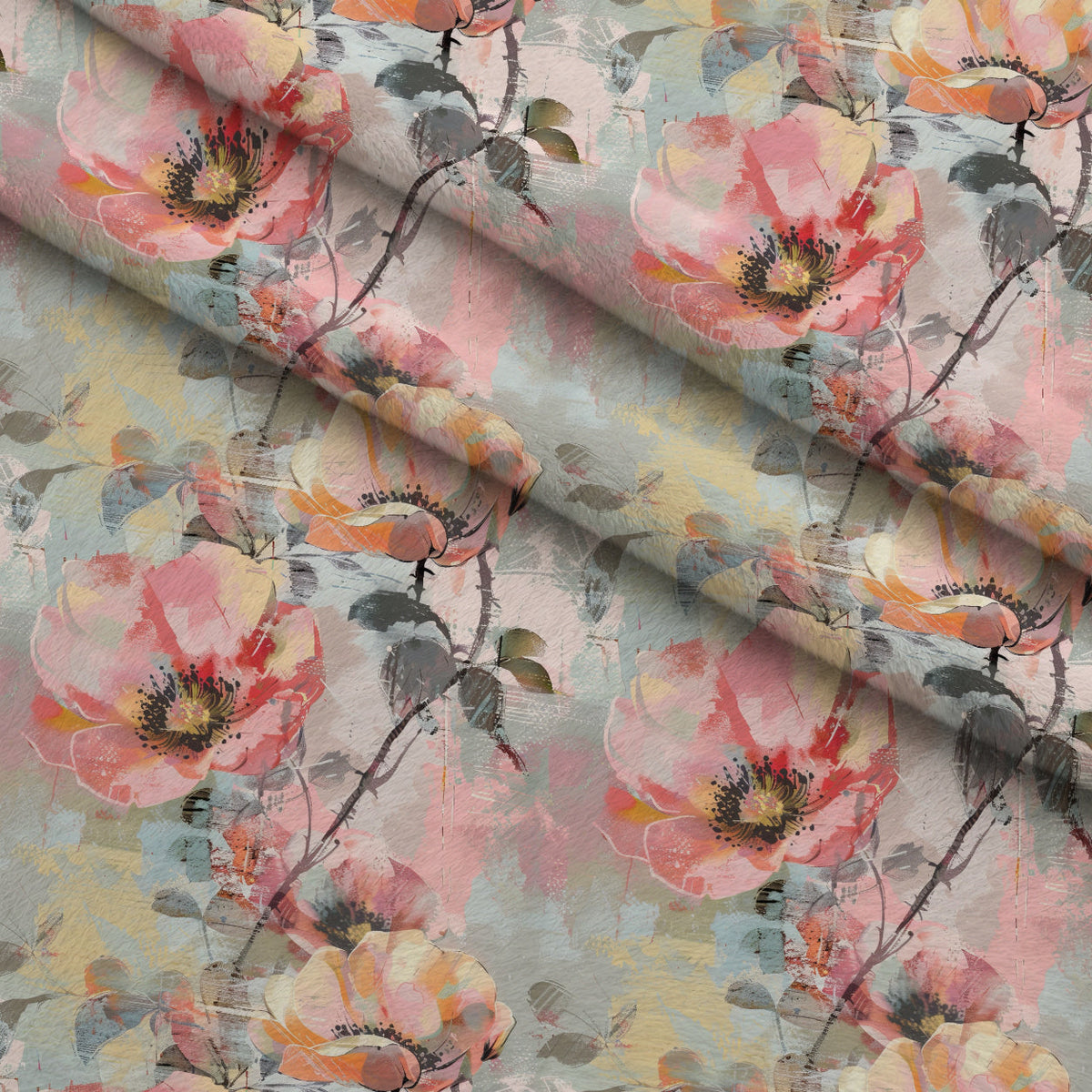 Blush Blooms Pattern 2 Fleece Fabric — fleece fabric folded close-up preview (mv-fleece-v1:lying)