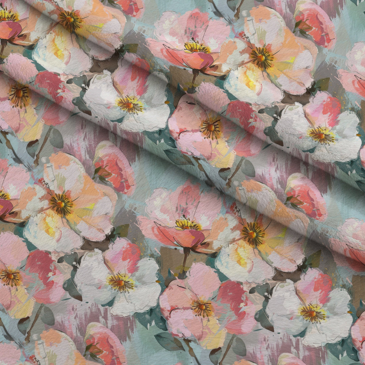 Blush Blooms Pattern 4 Fleece Fabric — fleece fabric folded close-up preview (mv-fleece-v1:lying)