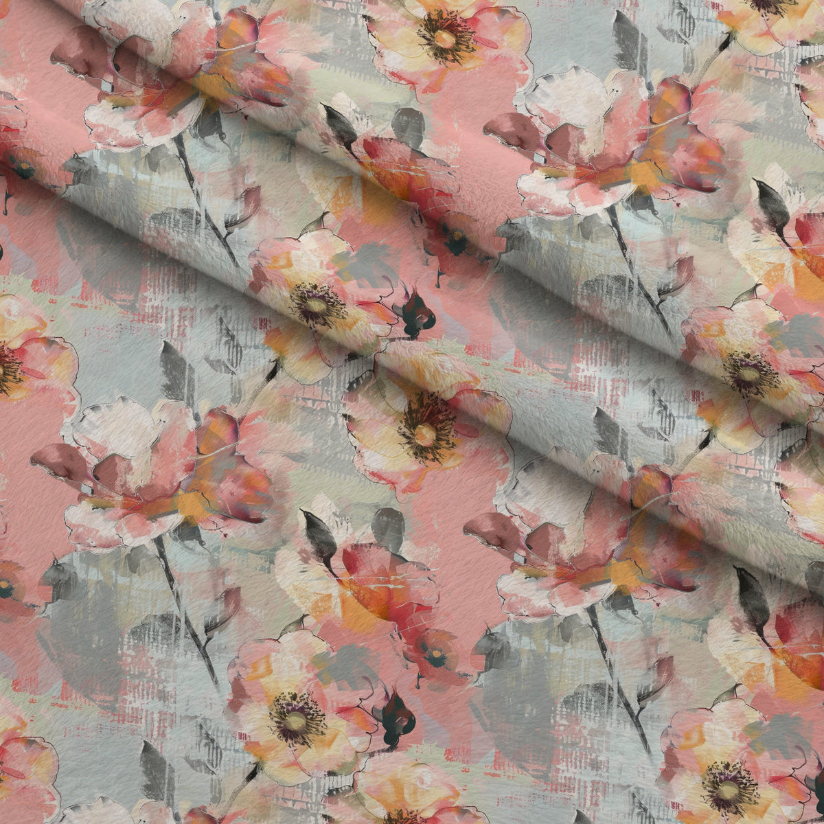 Blush Blooms Pattern 5 Fleece Fabric — fleece fabric folded close-up preview (mv-fleece-v1:lying)