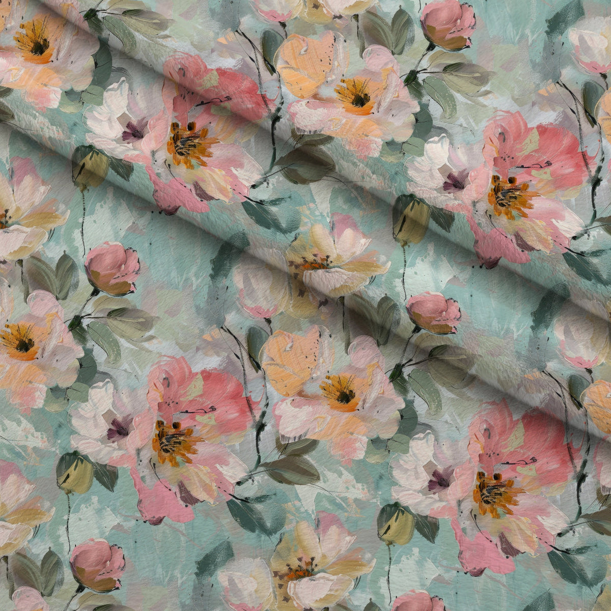 Blush Blooms Pattern 7 Fleece Fabric — fleece fabric folded close-up preview (mv-fleece-v1:lying)