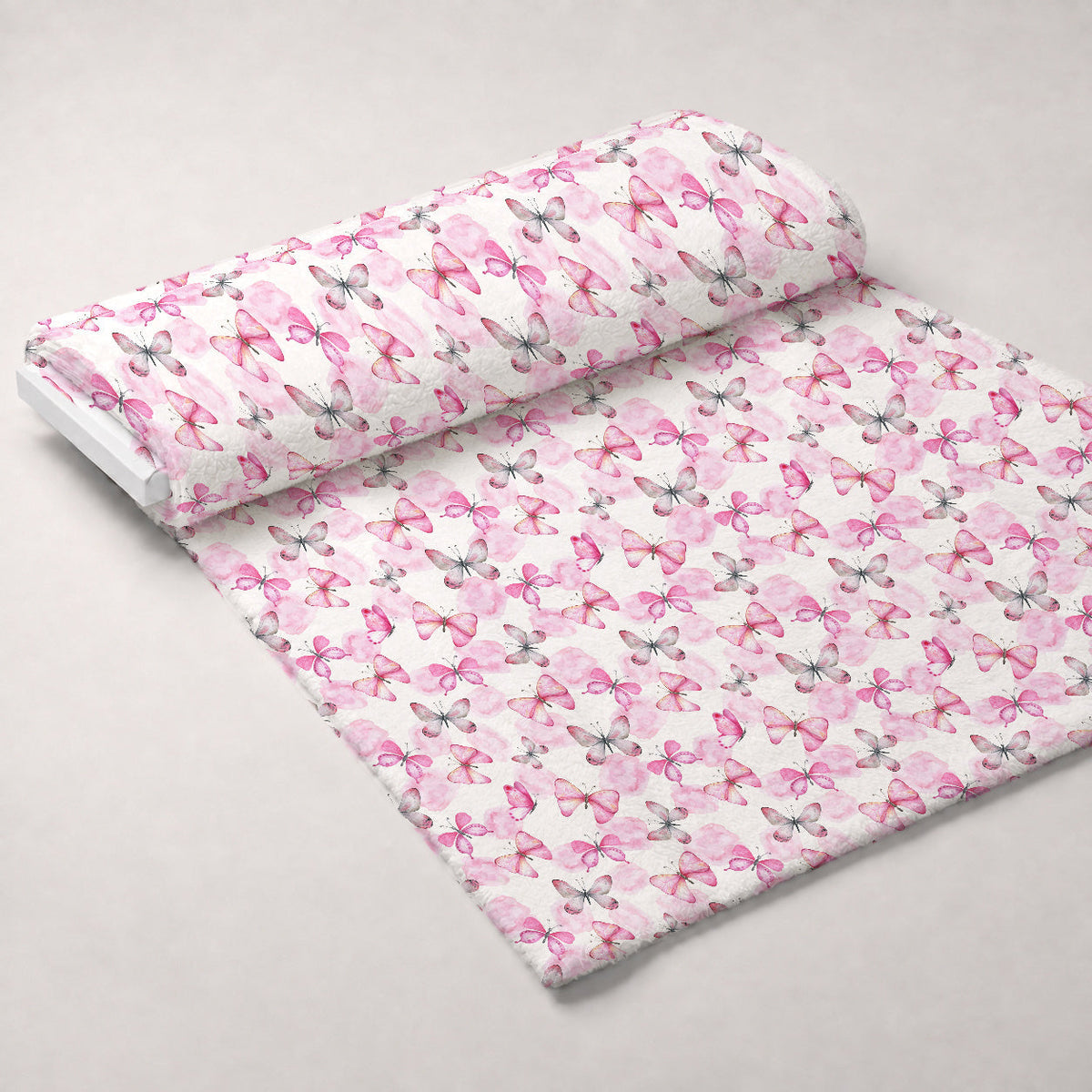 Blush Flutter Pattern 1 Fleece Fabric — fleece fabric unrolled bolt preview (mv-fleece-v1:bolt)
