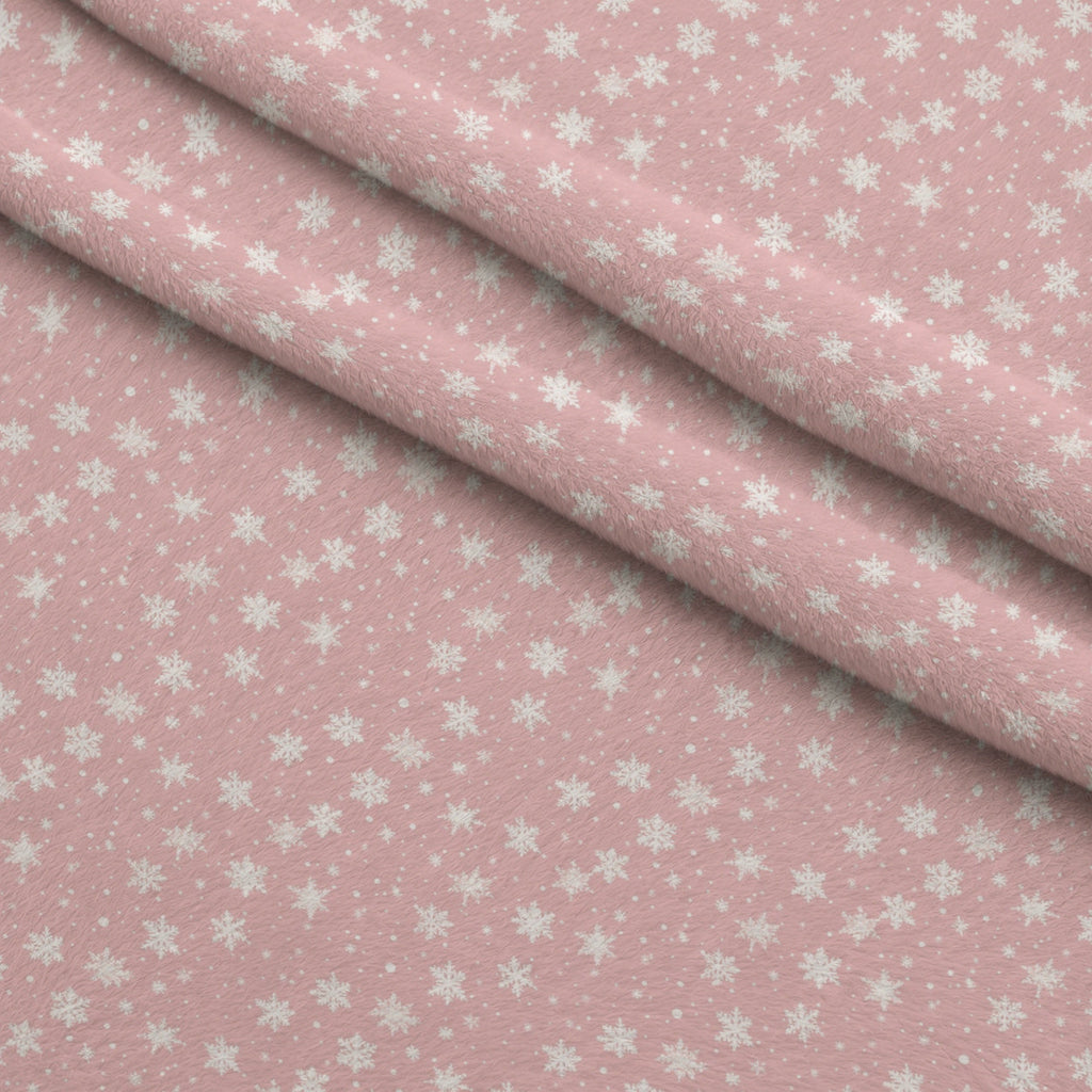 Blush Snowfall Pattern 1 Fleece Fabric — fleece fabric folded close-up preview (mv-fleece-v1:lying)