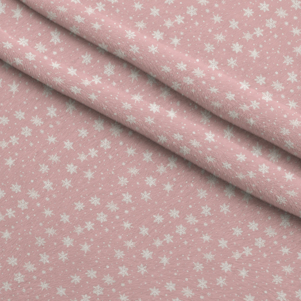 Blush Snowfall Pattern 1 Fleece Fabric — fleece fabric folded close-up preview (mv-fleece-v1:lying)