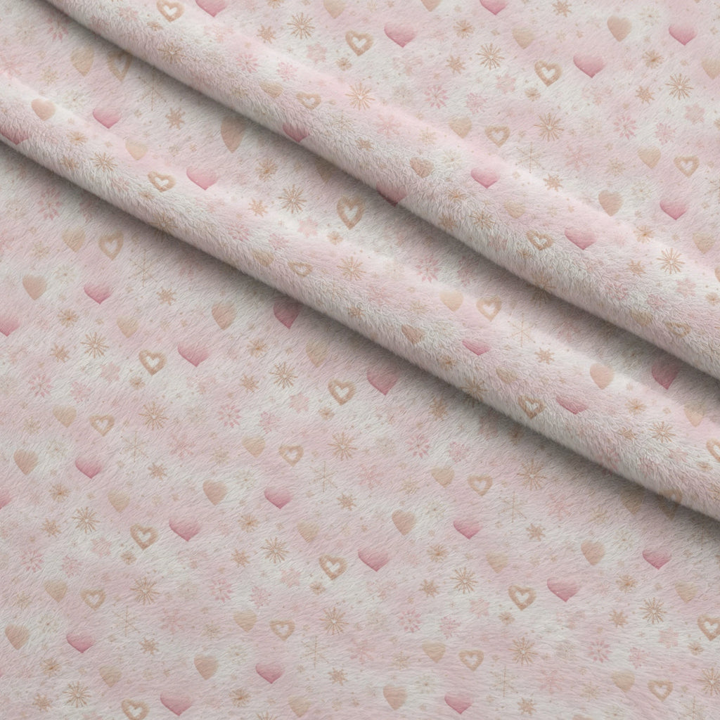 Blush Snowfall Pattern 12 Fleece Fabric — fleece fabric folded close-up preview (mv-fleece-v1:lying)