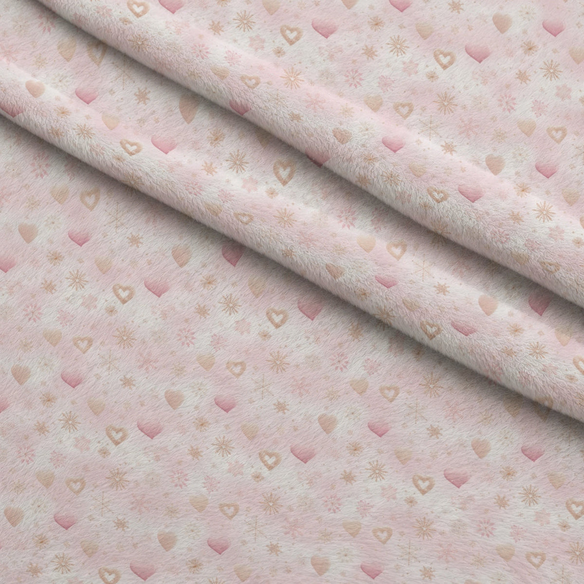 Blush Snowfall Pattern 12 Fleece Fabric — fleece fabric folded close-up preview (mv-fleece-v1:lying)