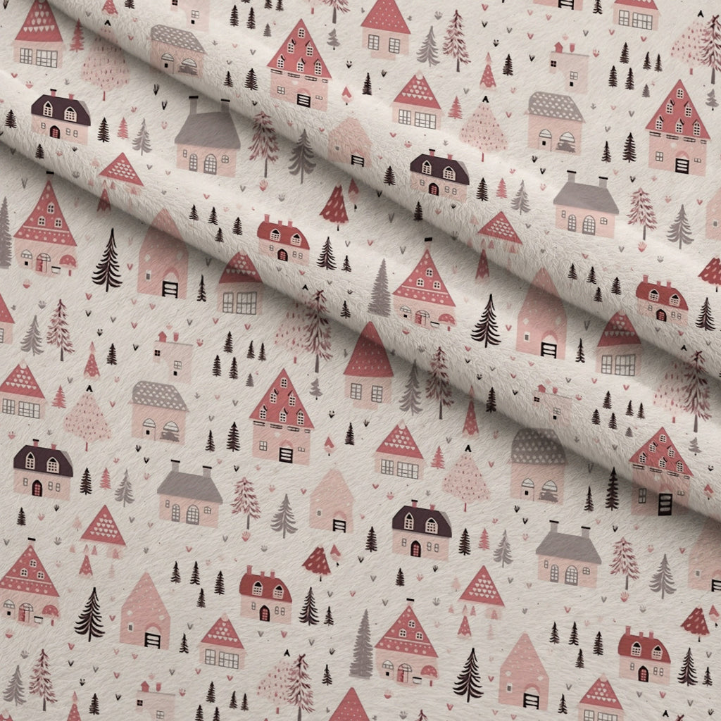 Blush Snowfall Pattern 16 Fleece Fabric — fleece fabric folded close-up preview (mv-fleece-v1:lying)