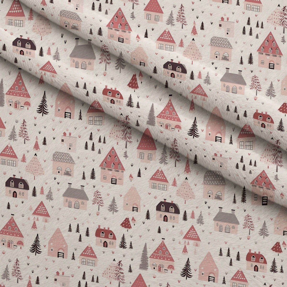 Blush Snowfall Pattern 16 Fleece Fabric — fleece fabric folded close-up preview (mv-fleece-v1:lying)