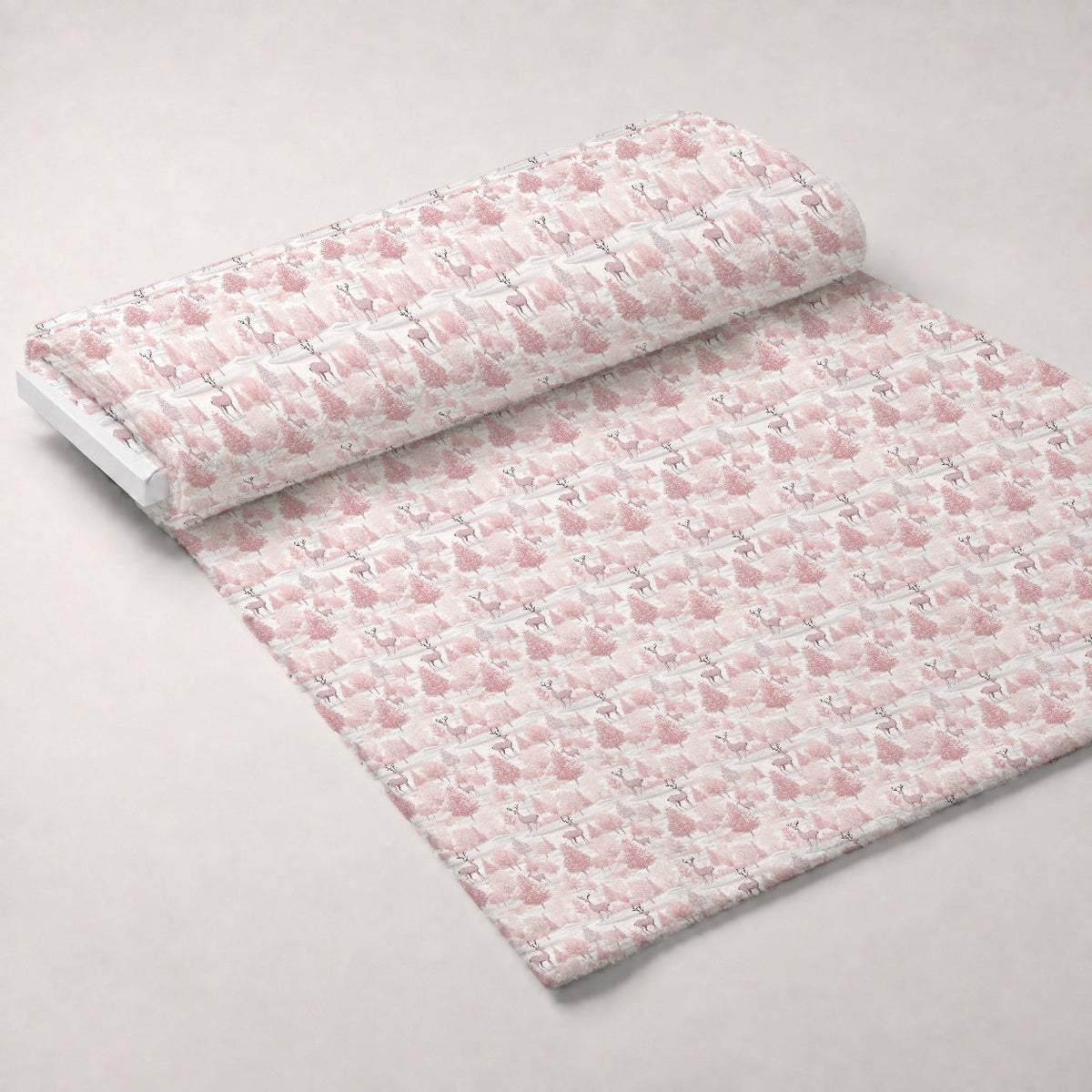 Blush Snowfall Pattern 17 Fleece Fabric — fleece fabric unrolled bolt preview (mv-fleece-v1:bolt)