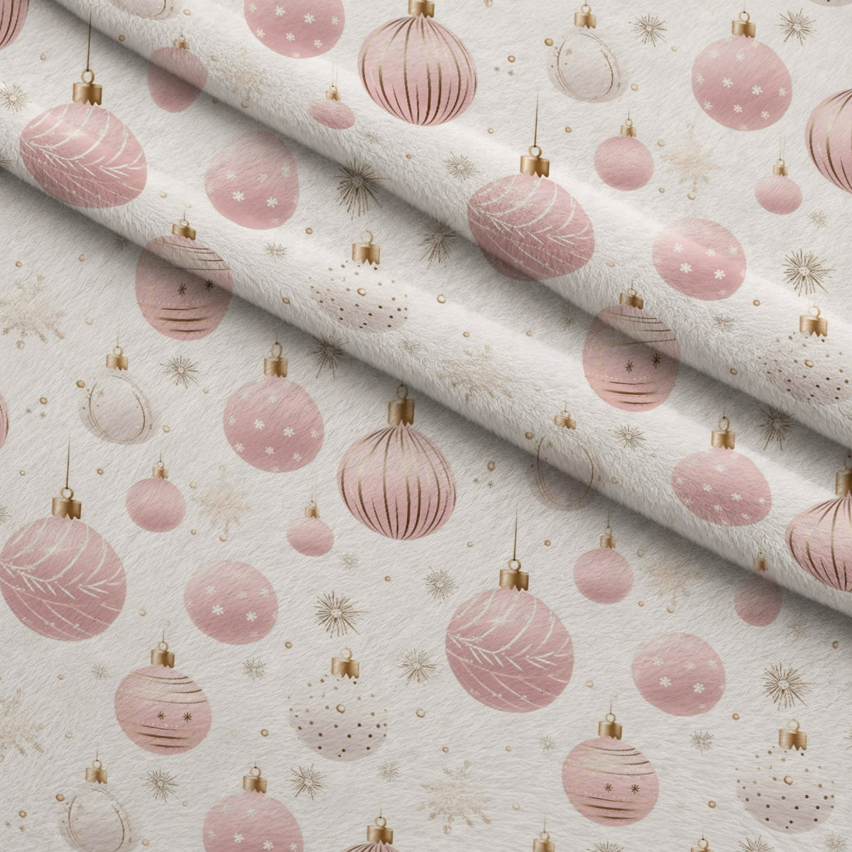 Blush Snowfall Pattern 2 Fleece Fabric — fleece fabric folded close-up preview (mv-fleece-v1:lying)
