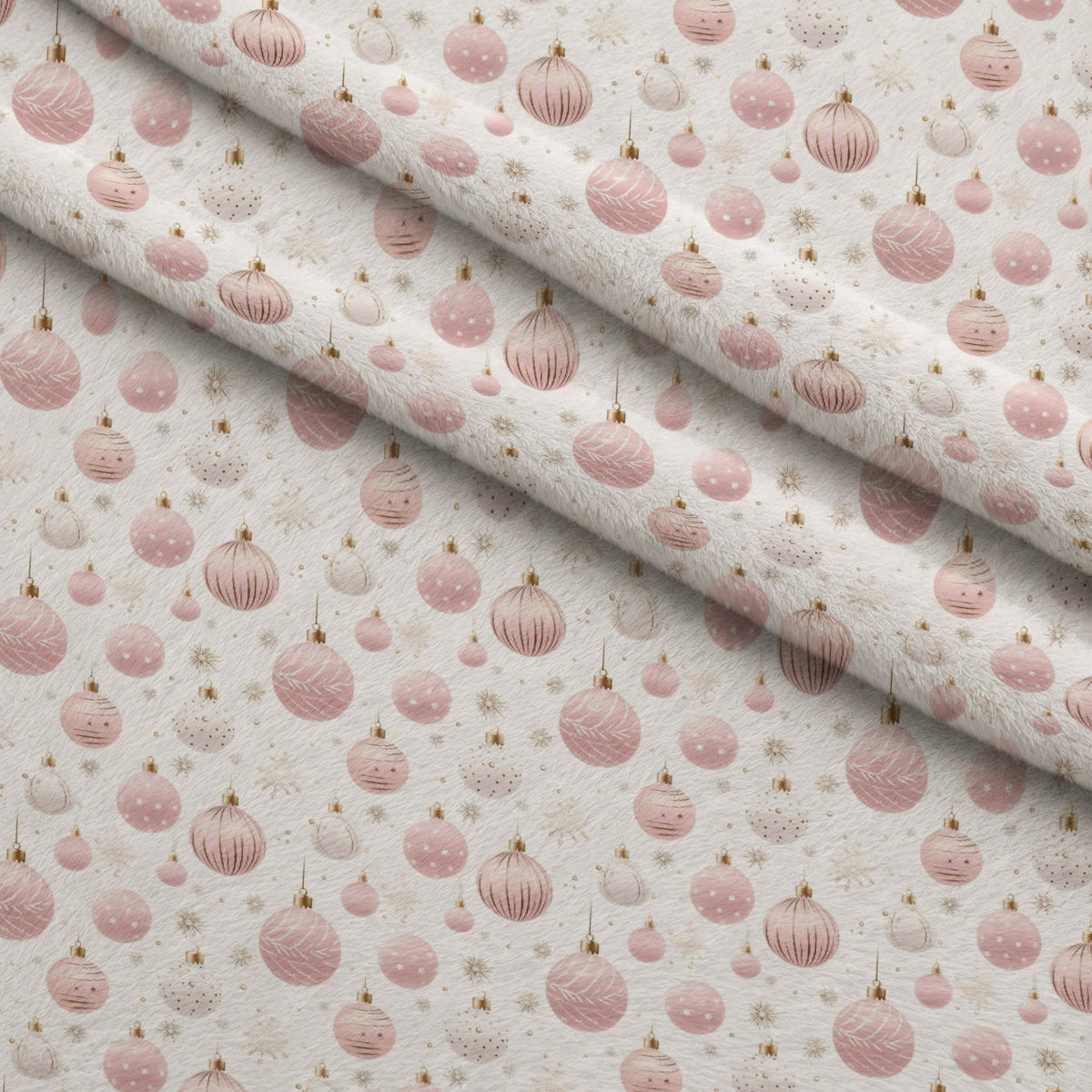 Blush Snowfall Pattern 4 Fleece Fabric — fleece fabric folded close-up preview (mv-fleece-v1:lying)