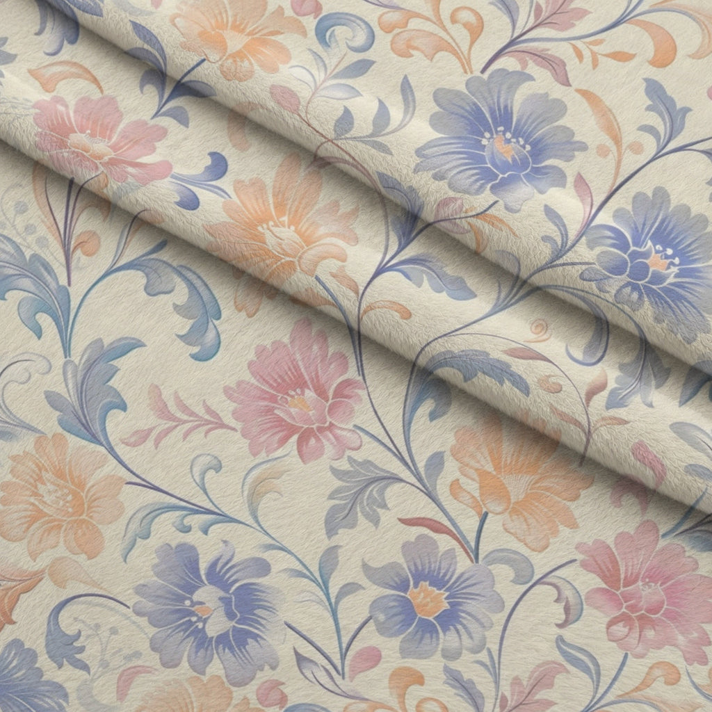 Blushing Meadow Pattern 1 Fleece Fabric — fleece fabric folded close-up preview (mv-fleece-v1:lying)
