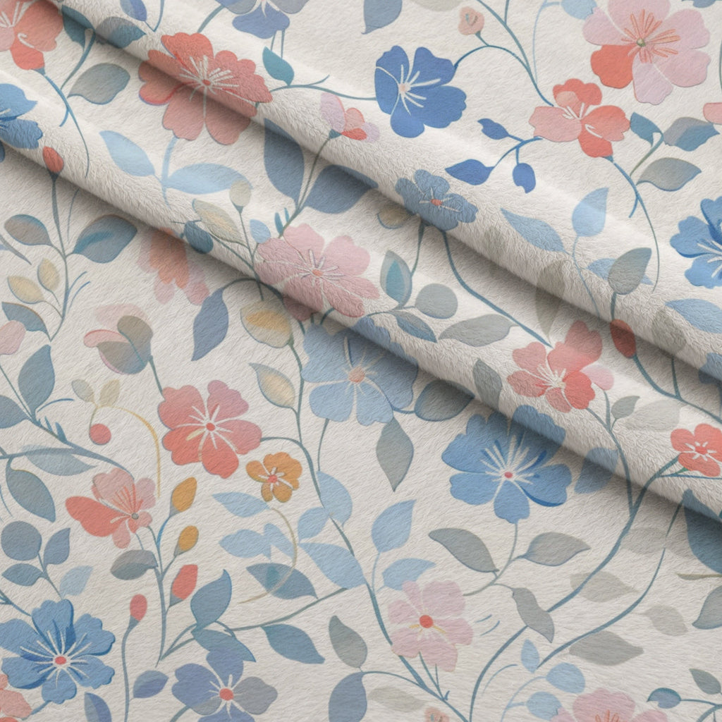 Blushing Meadow Pattern 2 Fleece Fabric — fleece fabric folded close-up preview (mv-fleece-v1:lying)