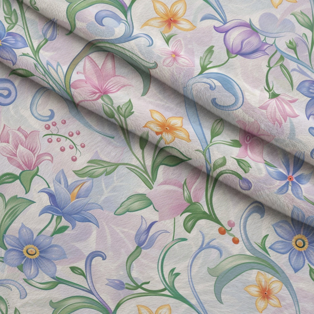 Blushing Meadow Pattern 21 Fleece Fabric — fleece fabric folded close-up preview (mv-fleece-v1:lying)