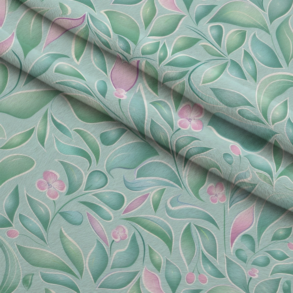 Blushing Meadow Pattern 7 Fleece Fabric — fleece fabric folded close-up preview (mv-fleece-v1:lying)