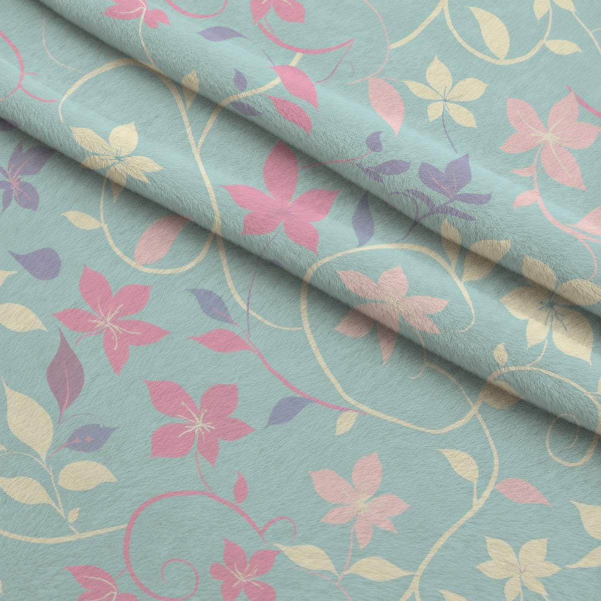 Blushing Meadow Pattern 9 Fleece Fabric — fleece fabric folded close-up preview (mv-fleece-v1:lying)