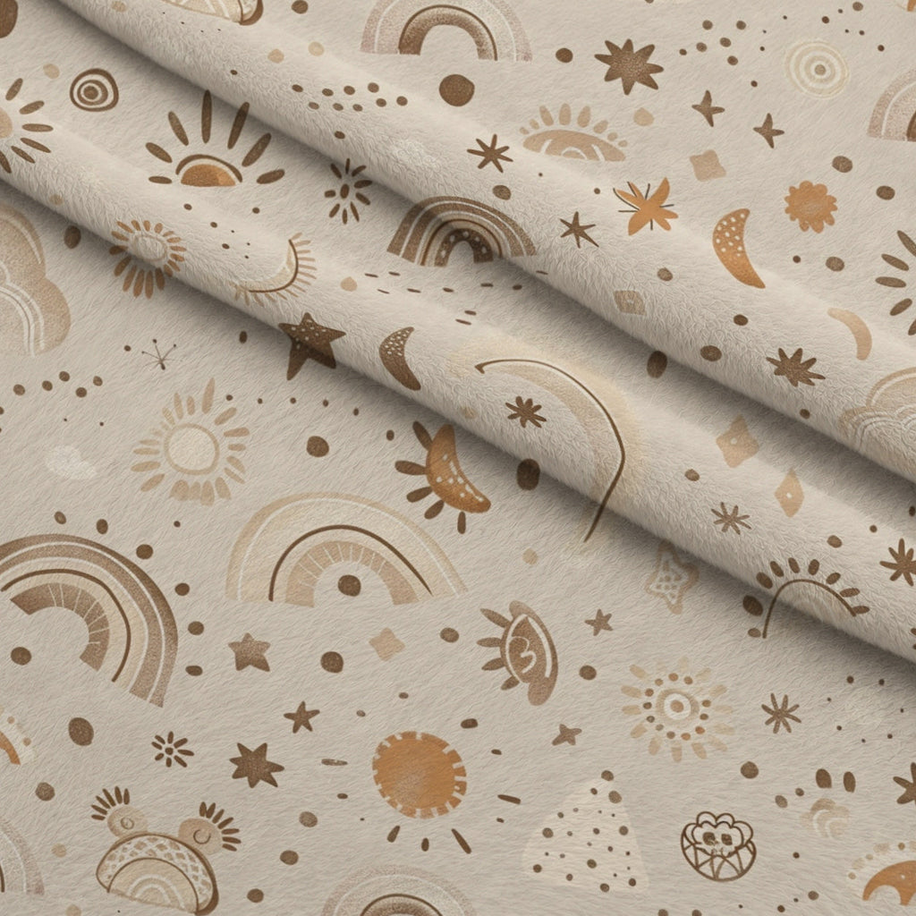 Boho Baby Dreams Pattern 21 Fleece Fabric — fleece fabric folded close-up preview (mv-fleece-v1:lying)