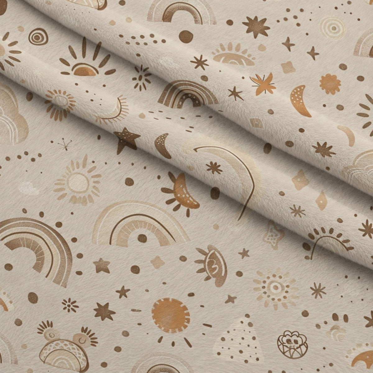 Boho Baby Dreams Pattern 21 Fleece Fabric — fleece fabric folded close-up preview (mv-fleece-v1:lying)