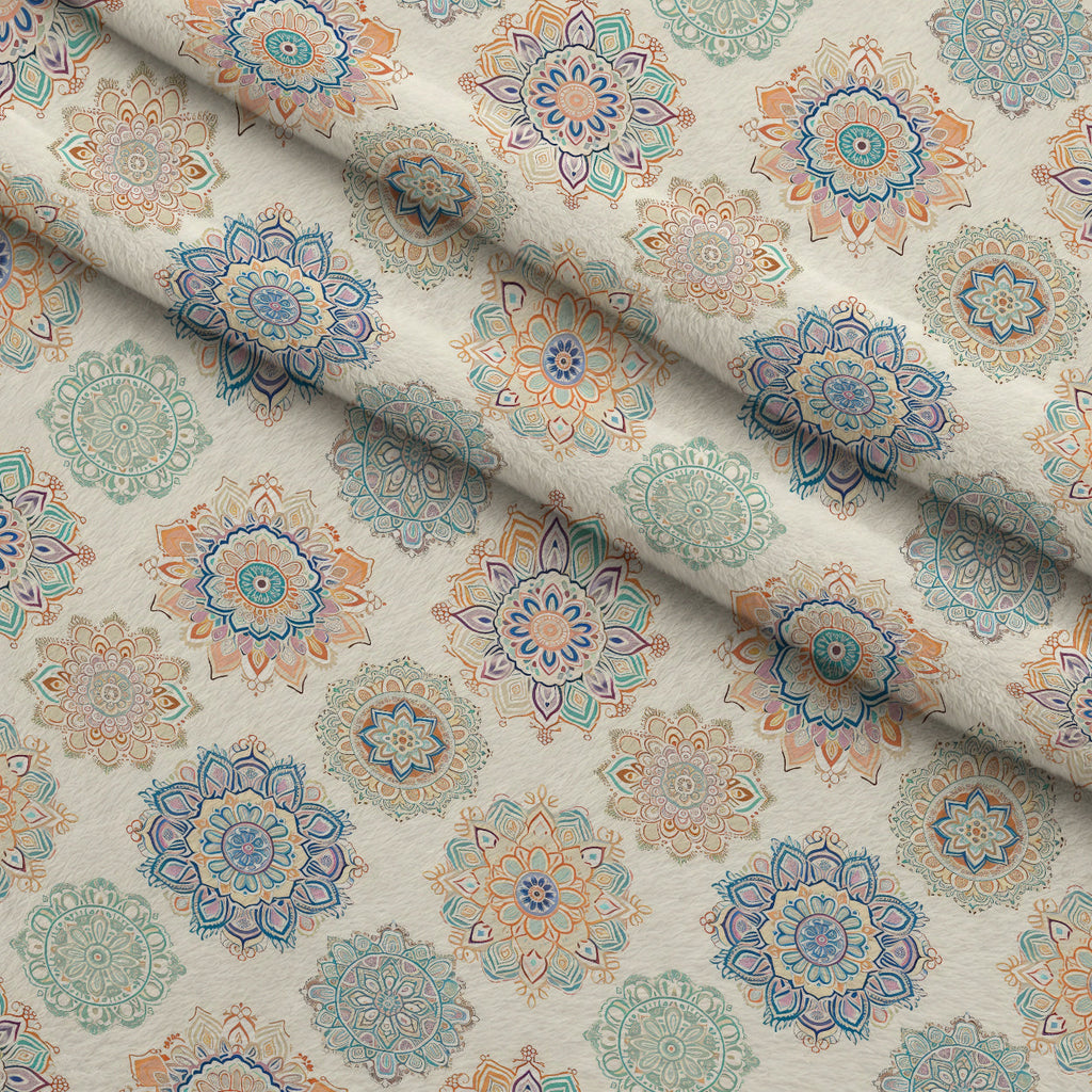 Boho Medallions Pattern 1 Fleece Fabric — fleece fabric folded close-up preview (mv-fleece-v1:lying)