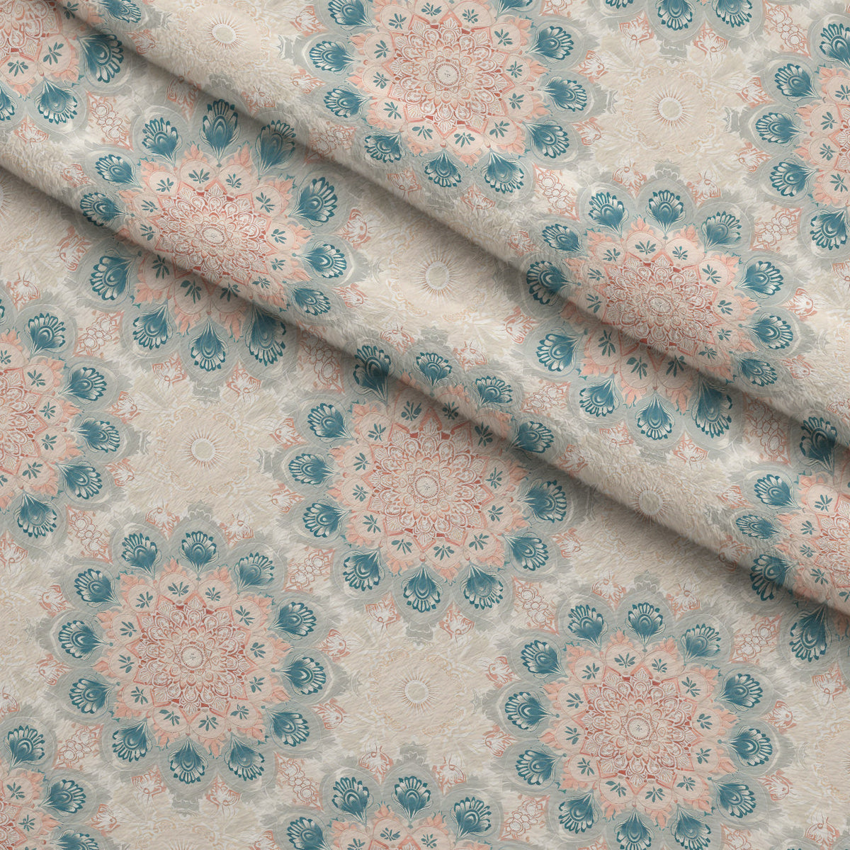 Boho Medallions Pattern 10 Fleece Fabric — fleece fabric folded close-up preview (mv-fleece-v1:lying)