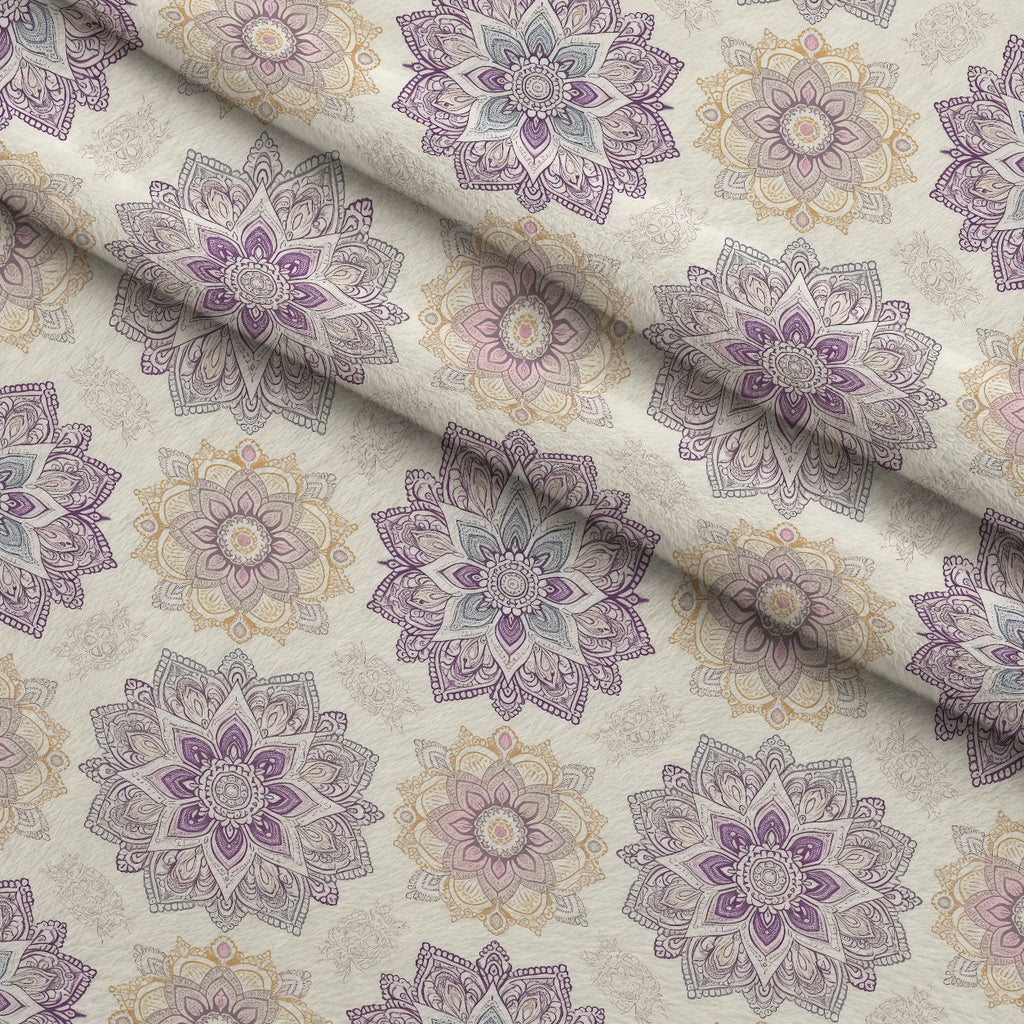 Boho Medallions Pattern 2 Fleece Fabric — fleece fabric folded close-up preview (mv-fleece-v1:lying)