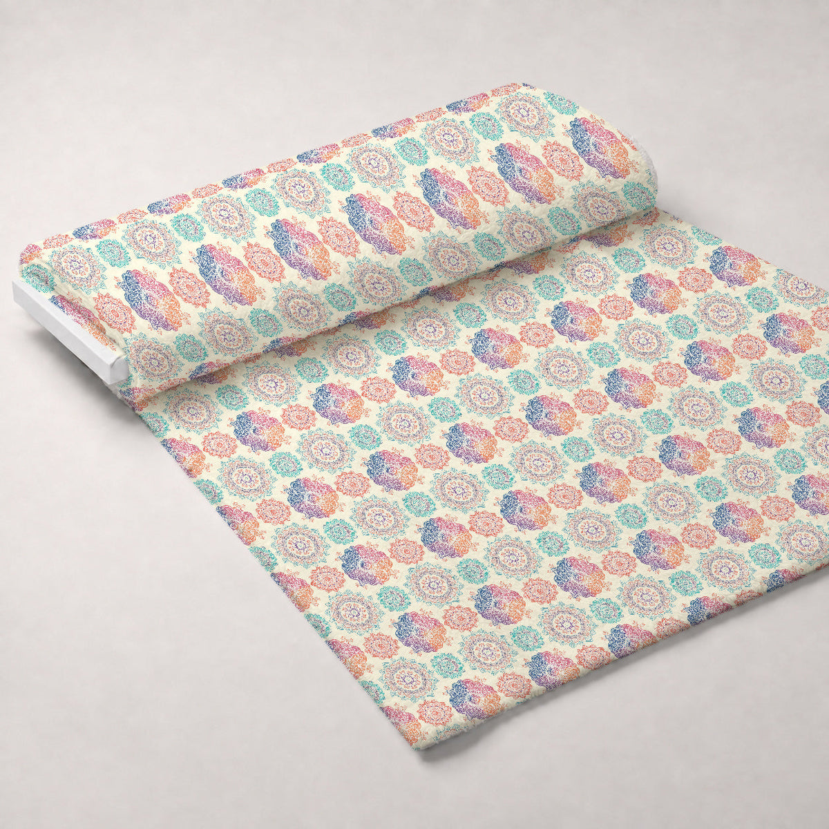 Boho Medallions Pattern 7 Fleece Fabric — fleece fabric unrolled bolt preview (mv-fleece-v1:bolt)