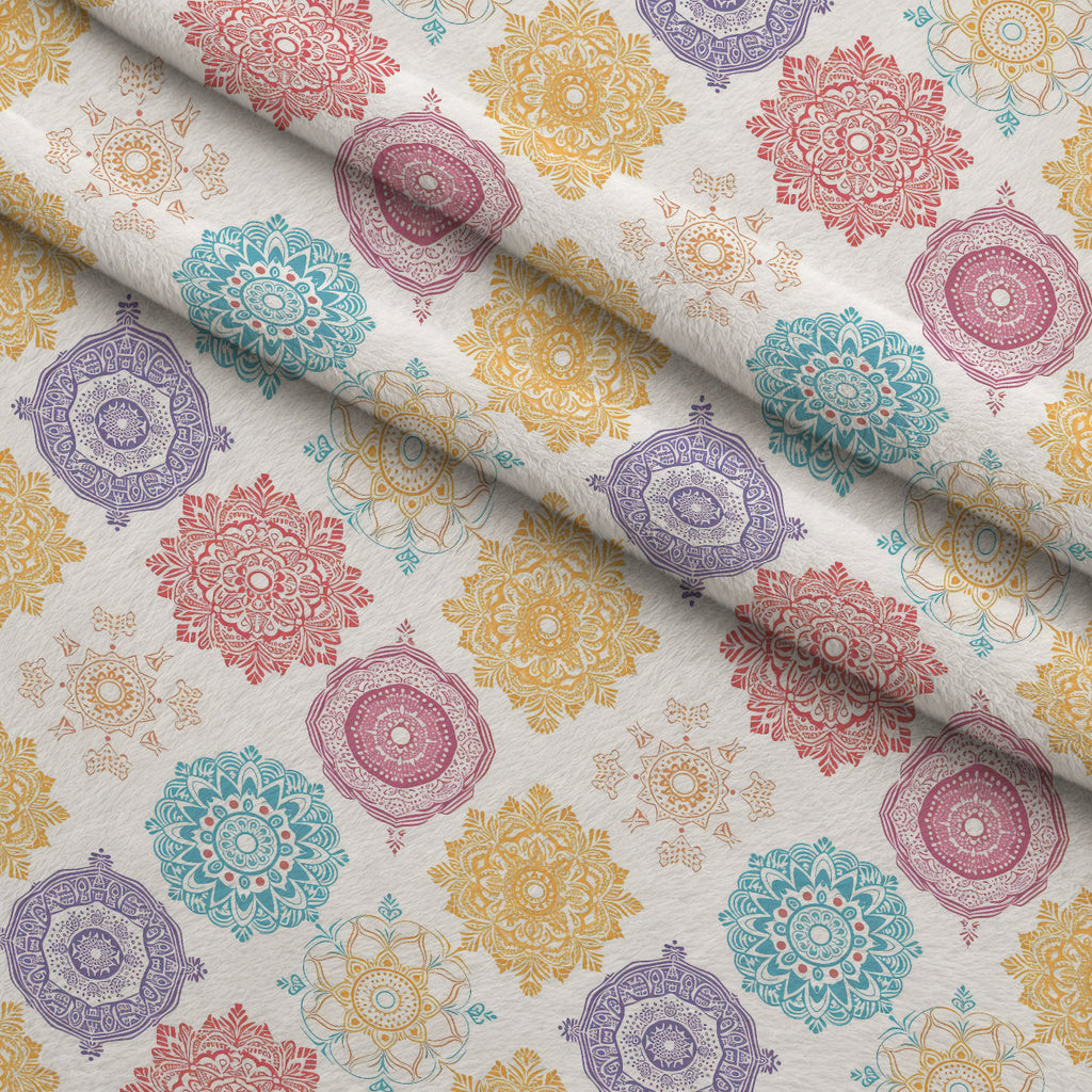 Boho Medallions Pattern 8 Fleece Fabric — fleece fabric folded close-up preview (mv-fleece-v1:lying)