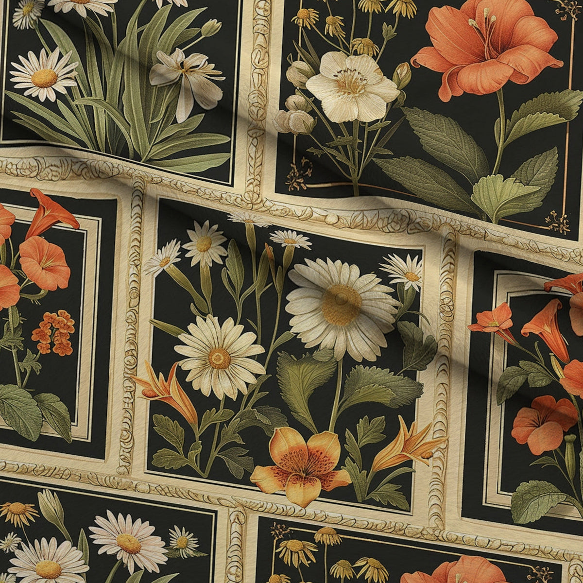 Botanical Tarot Pattern 1 Fleece Fabric — fleece fabric folded close-up preview (mv-fleece-v1:lying)
