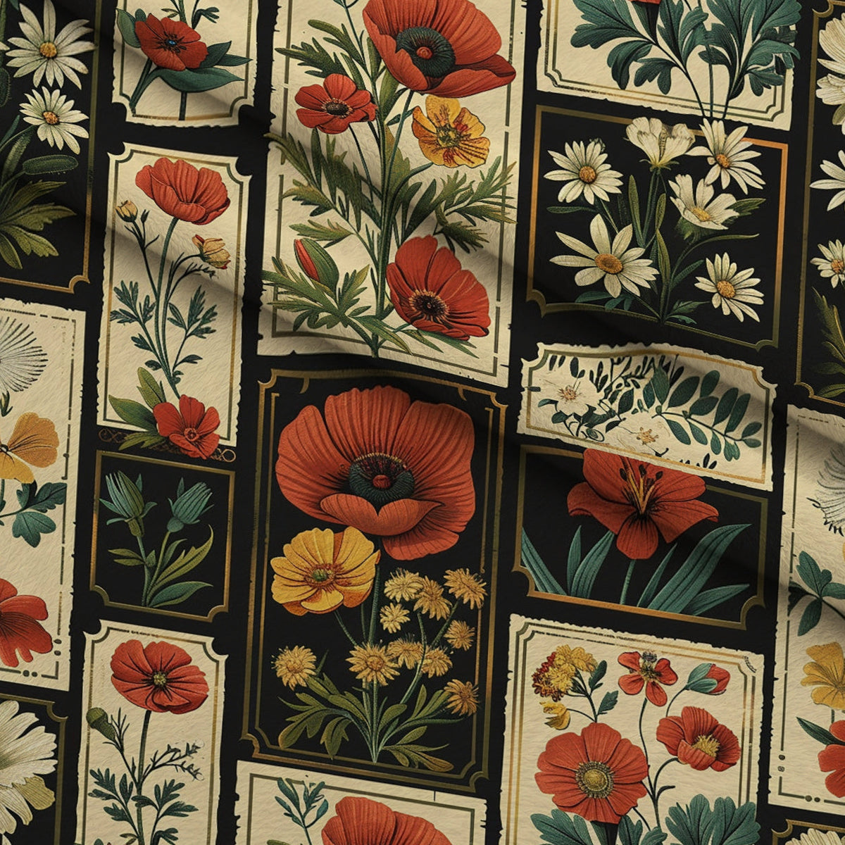 Botanical Tarot Pattern 10 Fleece Fabric — fleece fabric folded close-up preview (mv-fleece-v1:lying)