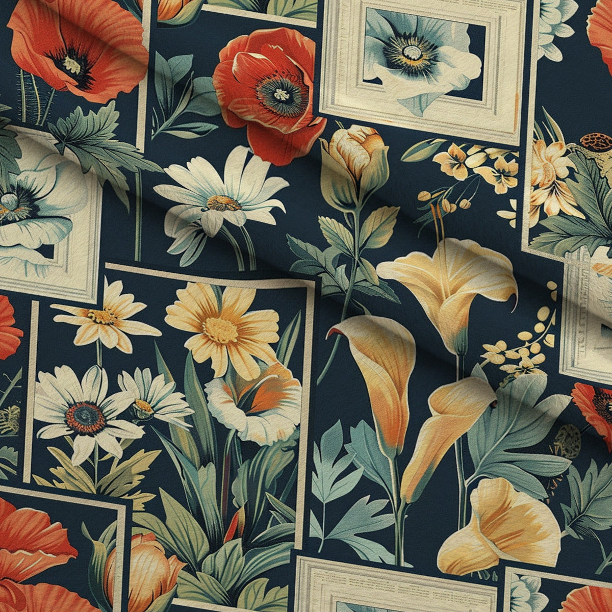 Botanical Tarot Pattern 12 Fleece Fabric — fleece fabric folded close-up preview (mv-fleece-v1:lying)