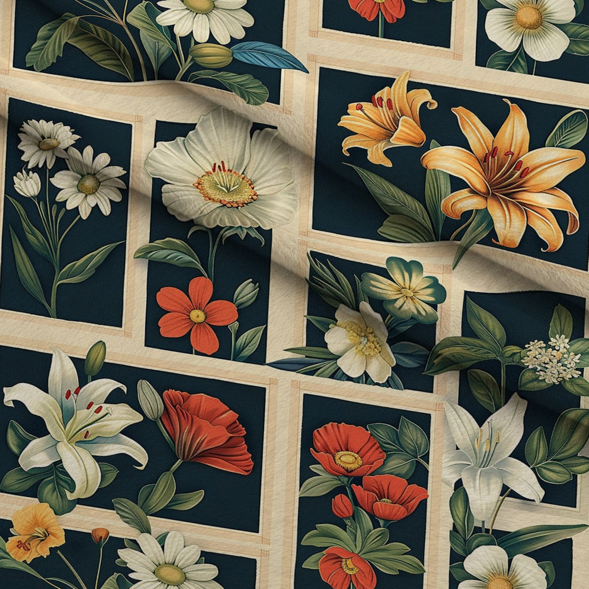 Botanical Tarot Pattern 3 Fleece Fabric — fleece fabric folded close-up preview (mv-fleece-v1:lying)