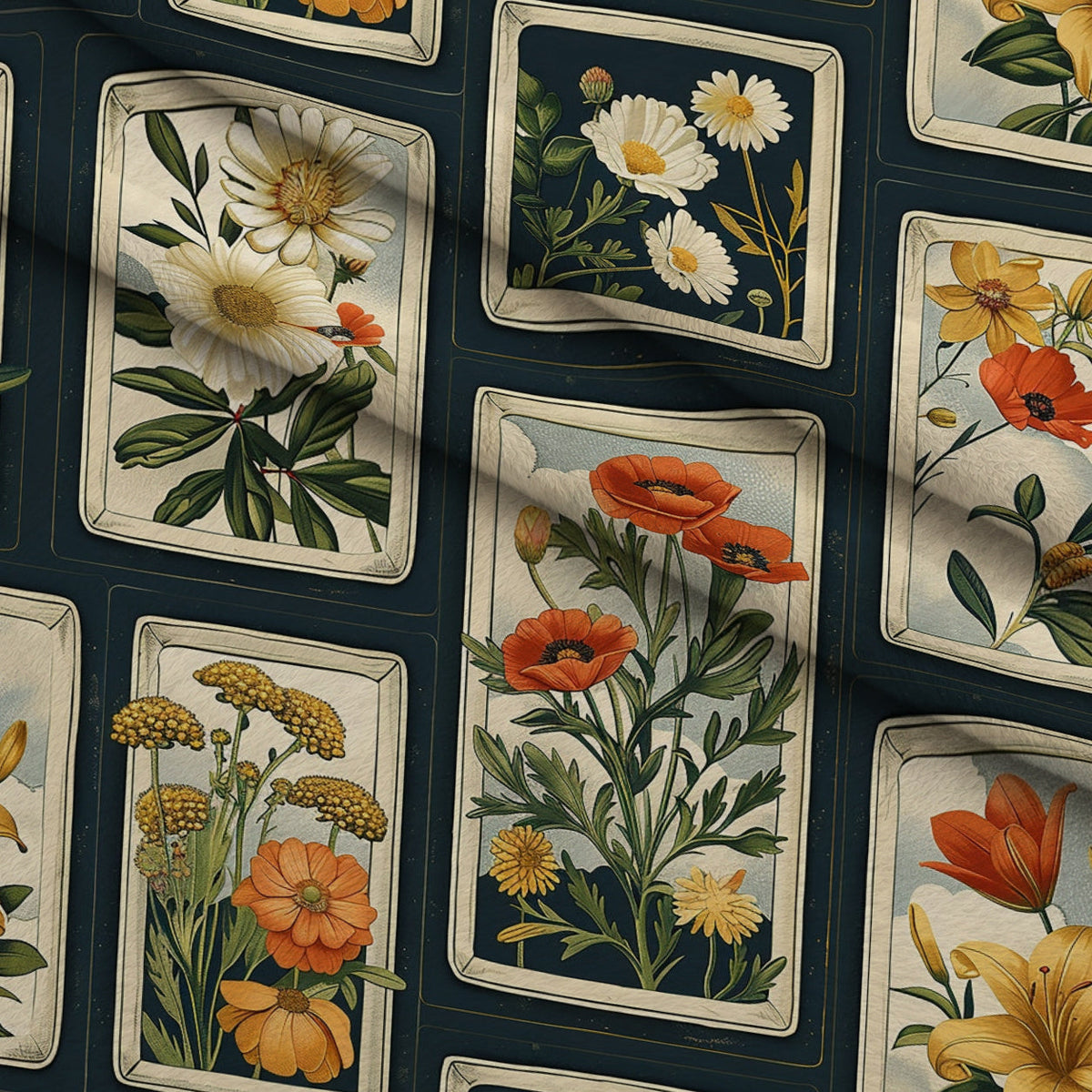 Botanical Tarot Pattern 4 Fleece Fabric — fleece fabric folded close-up preview (mv-fleece-v1:lying)